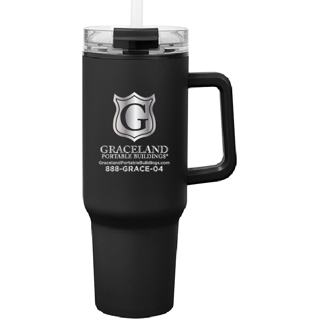 40oz Recycled Stainless Steel Tumbler w/Lid and Straw