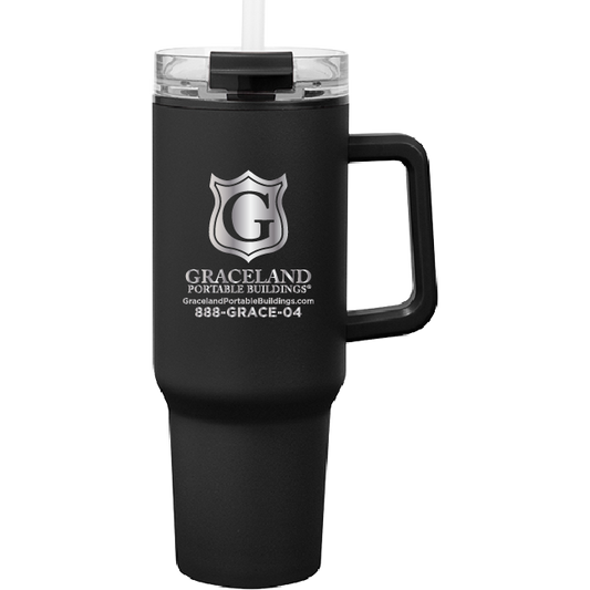 40oz Recycled Stainless Steel Tumbler w/Lid and Straw