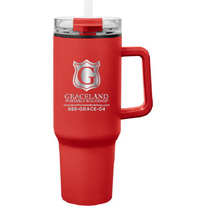 40oz Recycled Stainless Steel Tumbler w/Lid and Straw